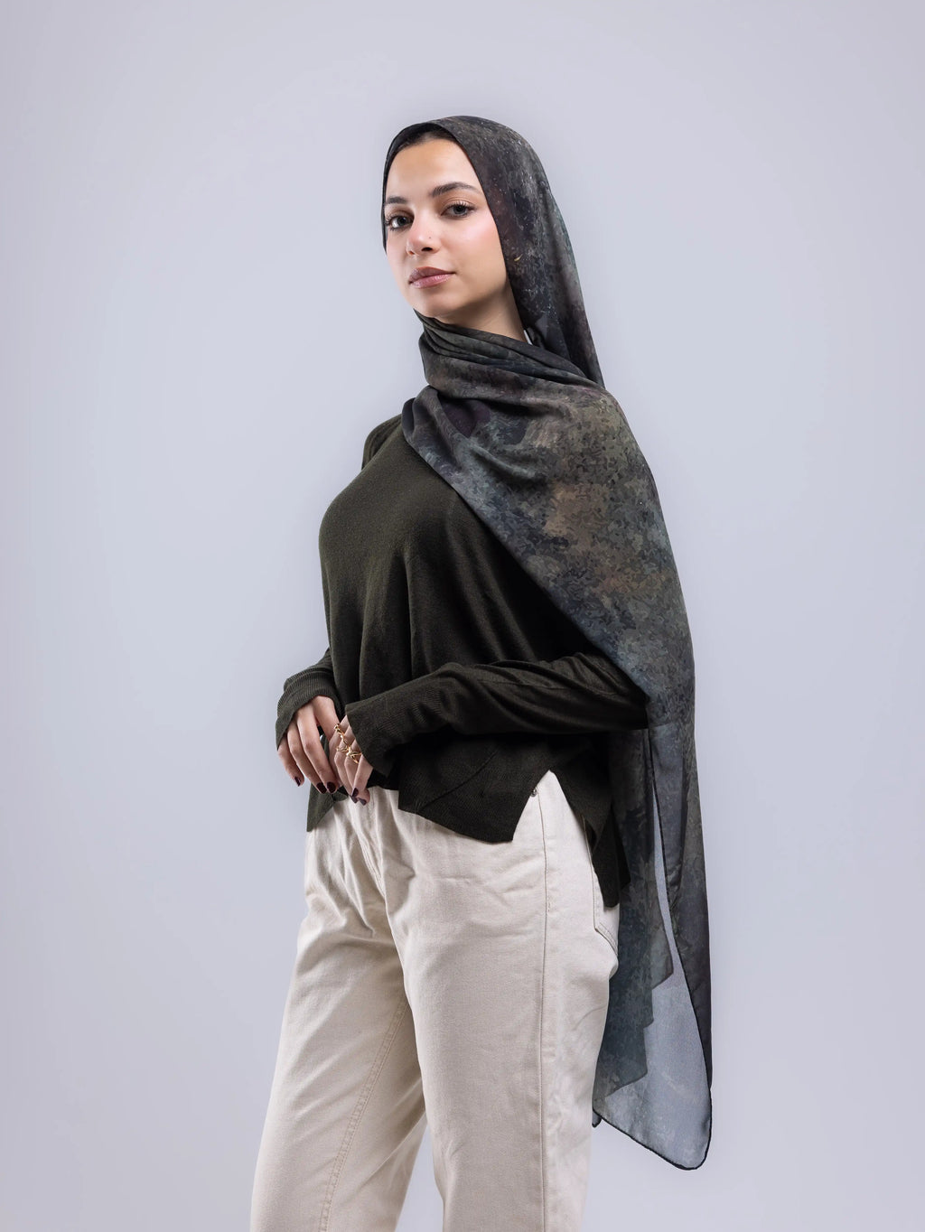 Verdant – Premium Printed Chiffon Scarf