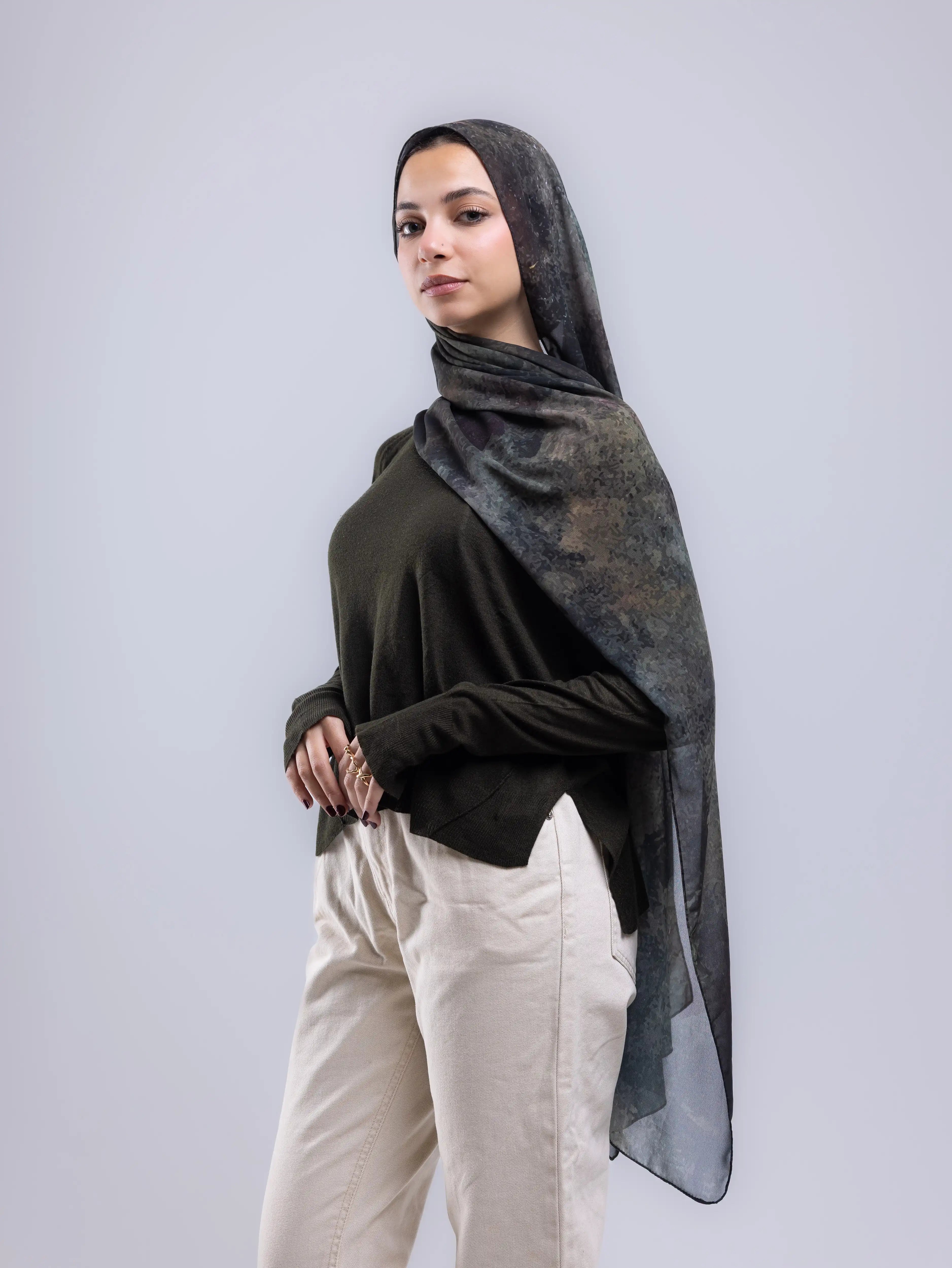 Verdant – Premium Printed Chiffon Scarf