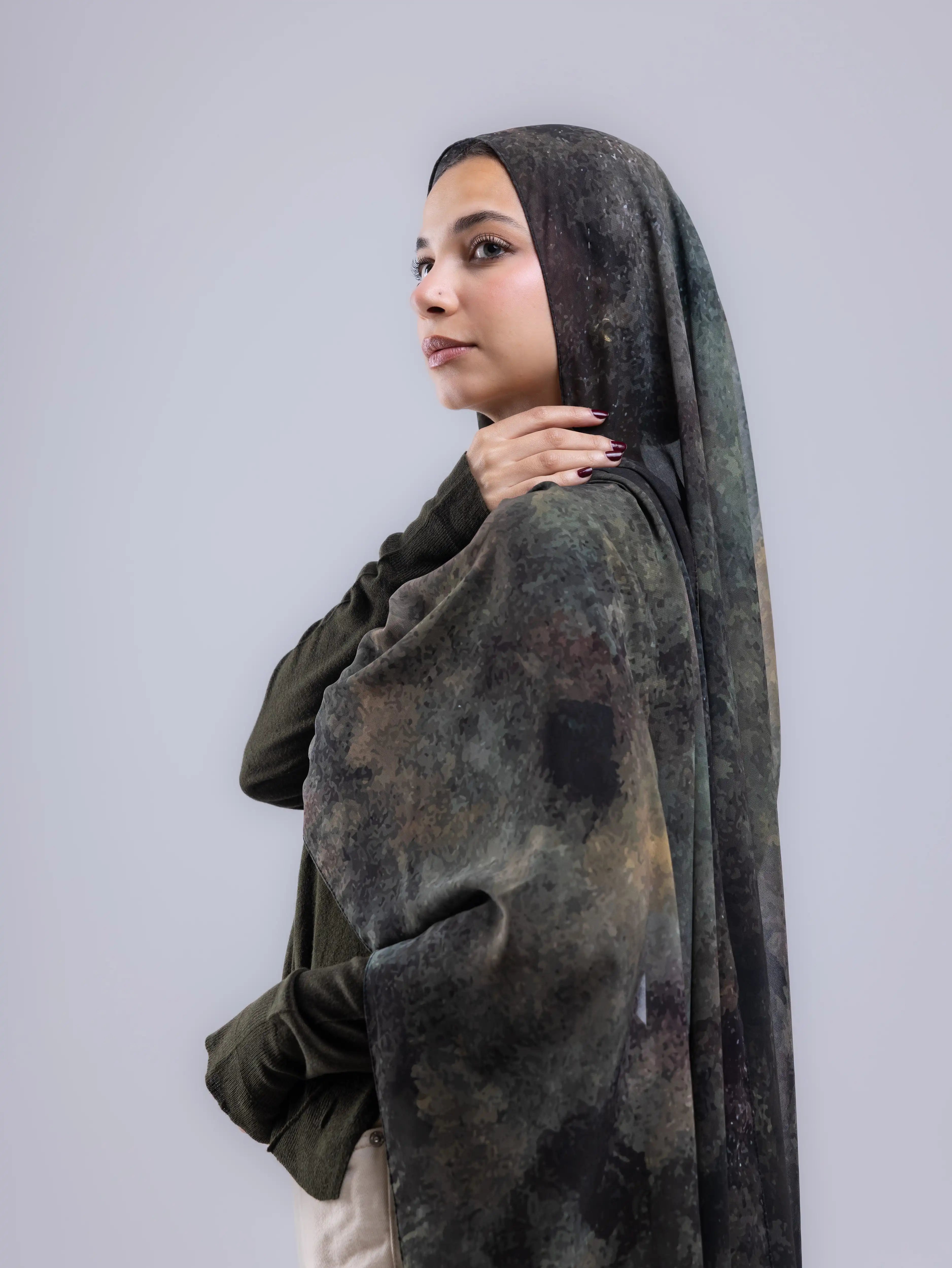 Verdant – Premium Printed Chiffon Scarf
