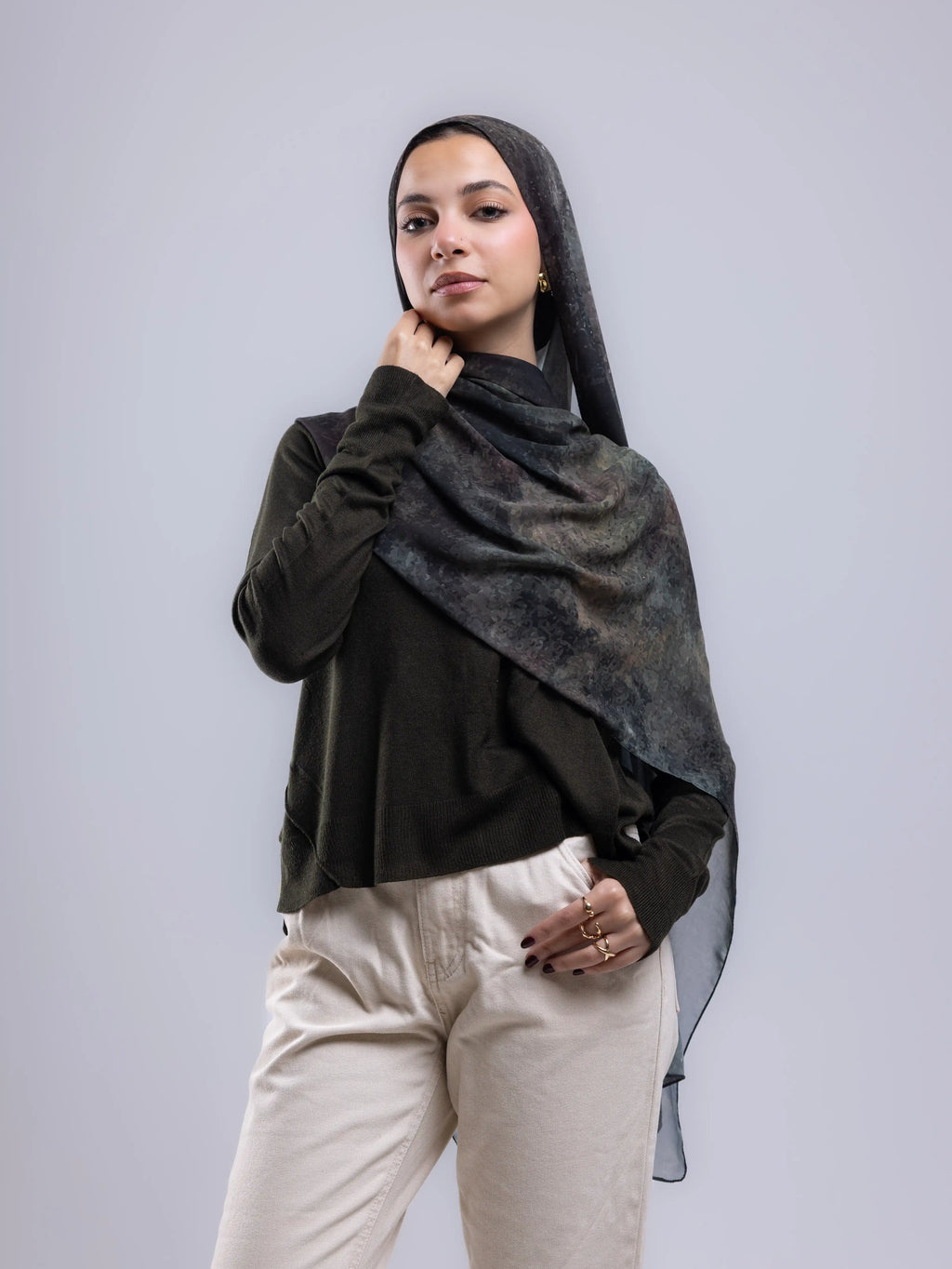 Verdant – Premium Printed Chiffon Scarf
