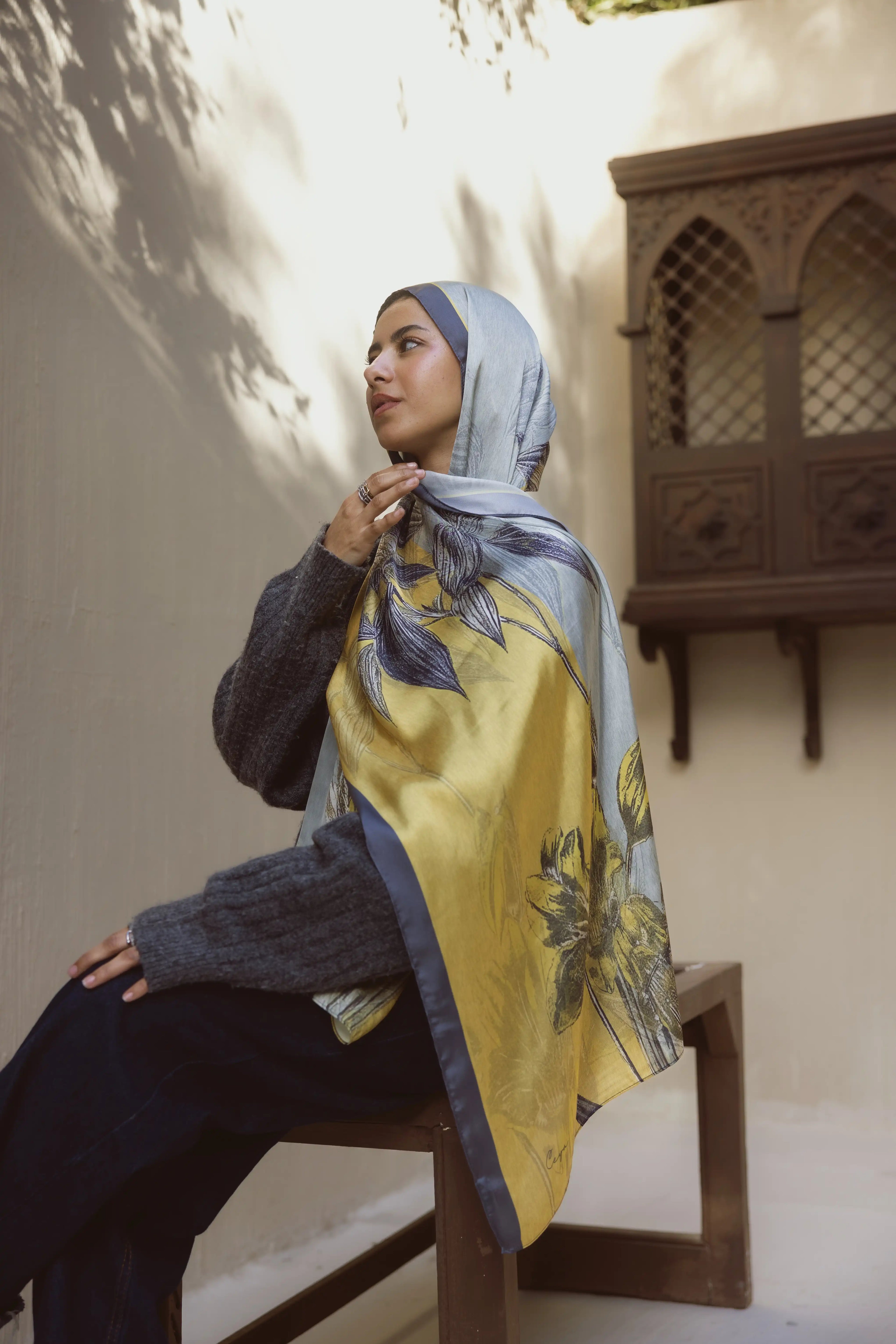 Aura – Premium Printed Satin Scarf