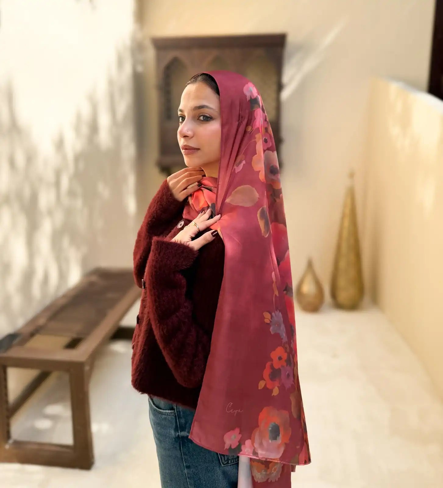 Ember – Premium Printed Satin Scarf