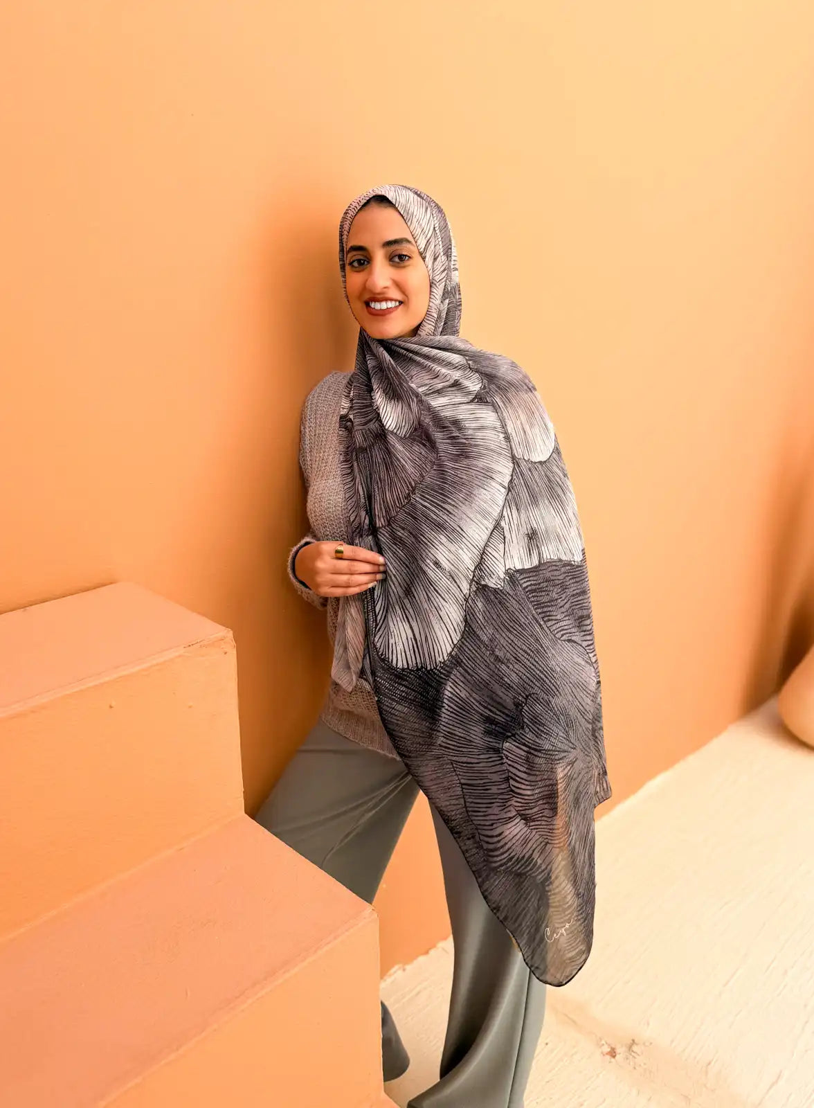 Strata – Premium Printed Chiffon Scarf